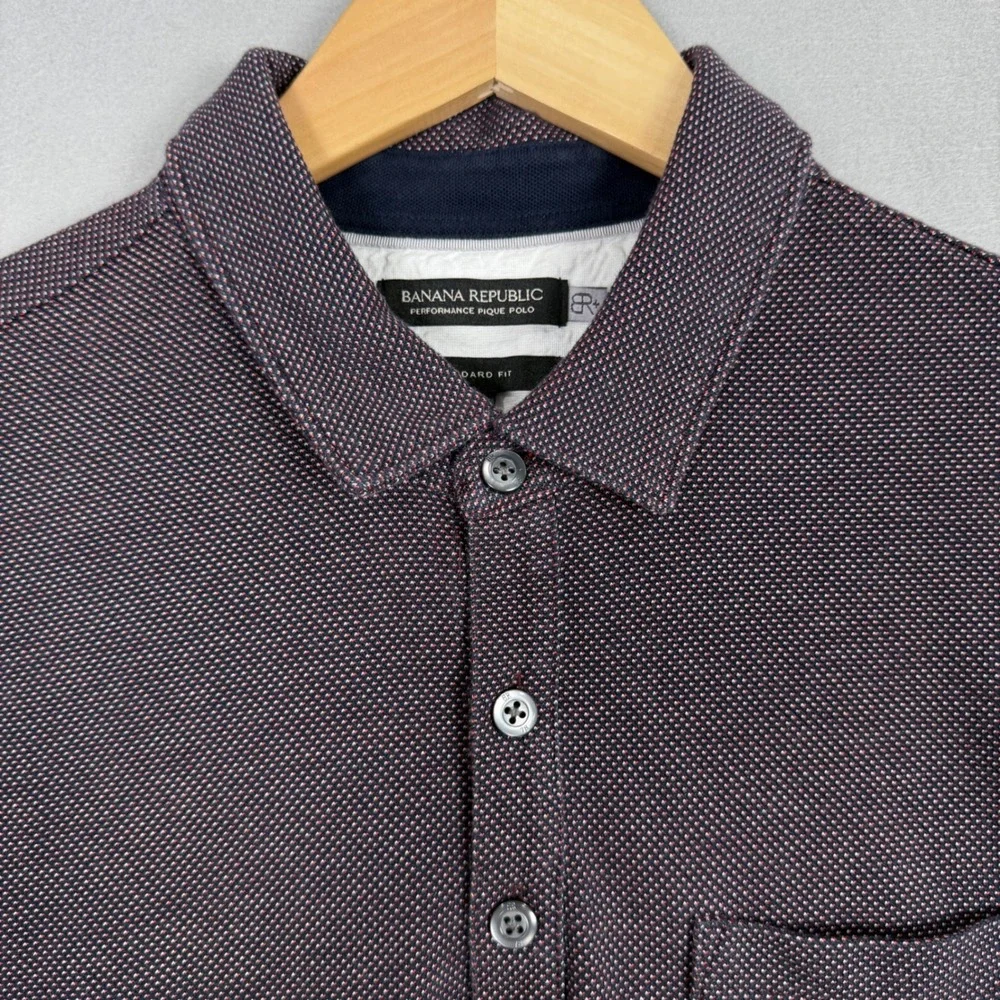 Banana Republic Polo Shirt Mens Large Purple Performance Pique Standard Fit